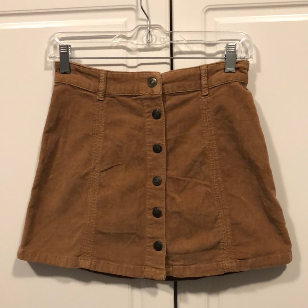 American Eagle skirt Women's 0 corduroy brown min skirt snap front EUC